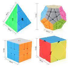 Kit Cubo Mágico Moyu 4 peças Megaminx Pyraminx Square 1 Skewb R+ D Profissional Colorido Original Magic Cube