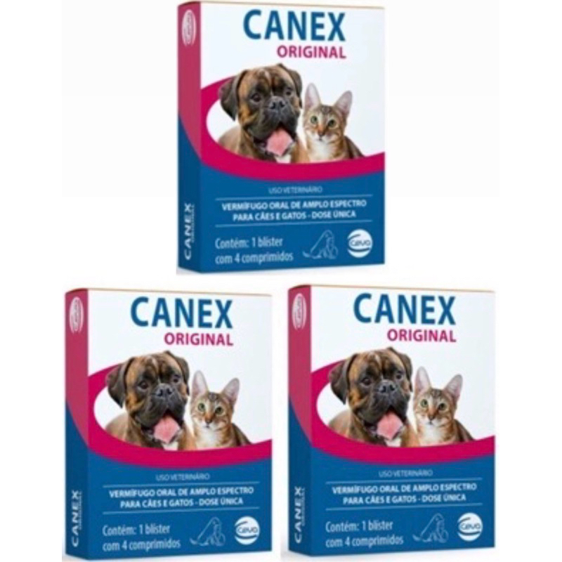 Kit C/3 Caixas com 4 comprimidos cada, Canex Original Vermifugo De Caes E Gatos em Oferta na Shopee