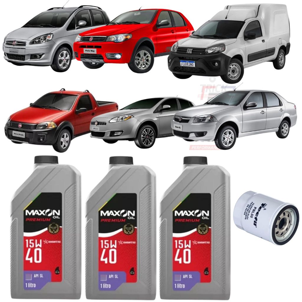 Kit 3 Óleo Maxon Oli 15w40 Semissintético E Filtro Fiat Palio Ideia Strada Siena Uno