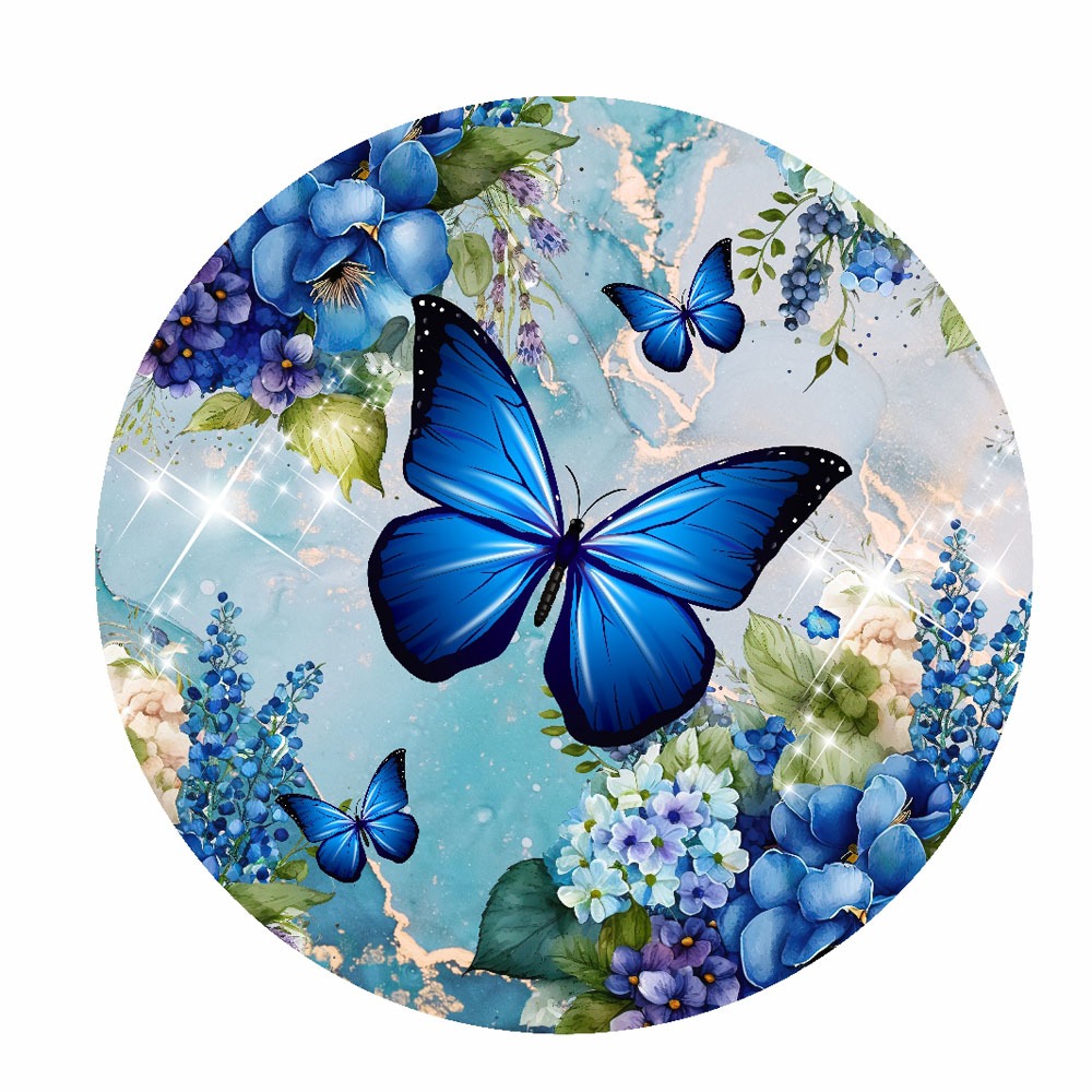 Painel Redondo 3D Borboleta Tecido Sublimado 1,50m x 1,50m em Oferta na Shopee