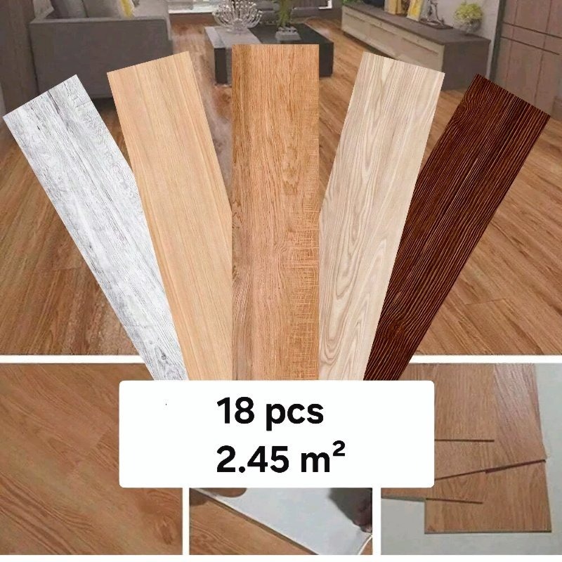 Kit 18 Piso Vinílico Autocolante Régua Estampa Madeira 91x15cm