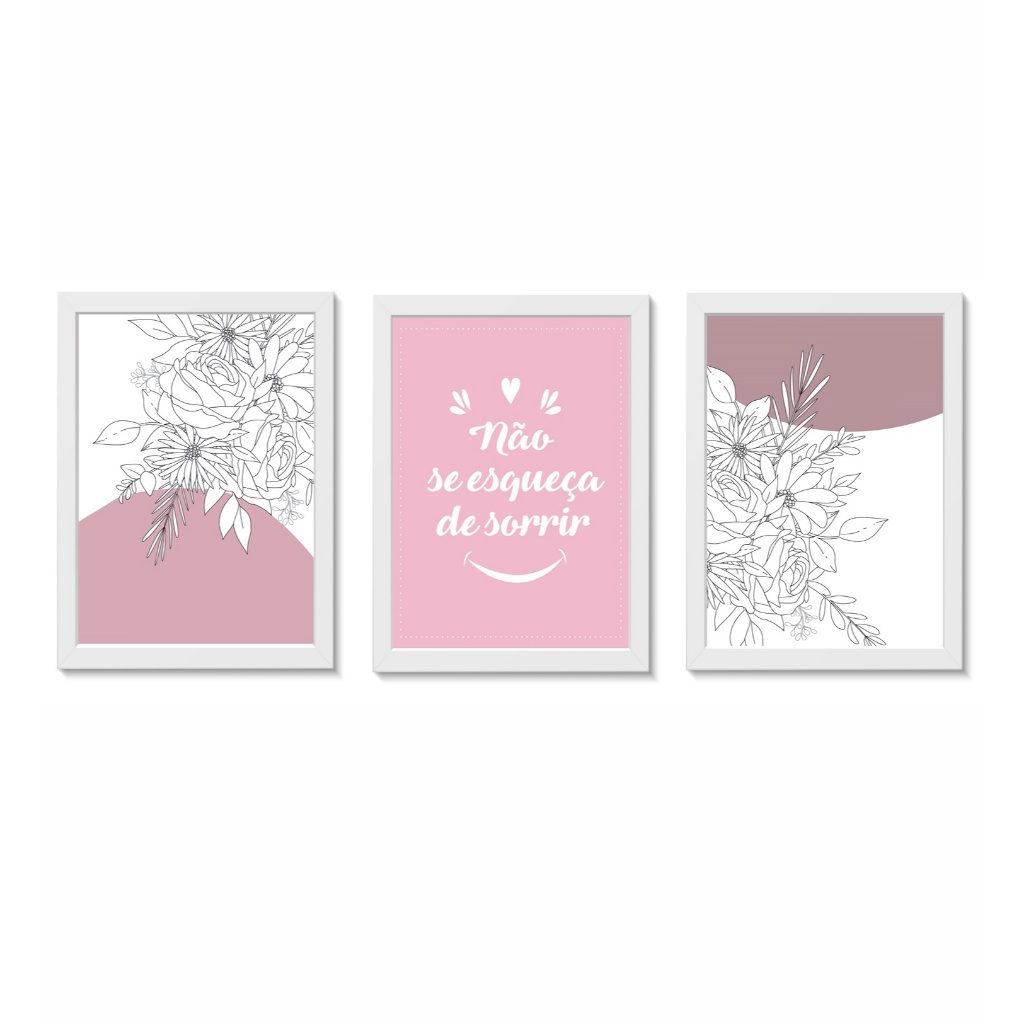Kit 3 Quadros Decorativos Frase de Odontologia para Consultório e Clínica Odontologica.Modura de madeira com vidro na cor branca.Tamanho de cada quadro:32x23cm