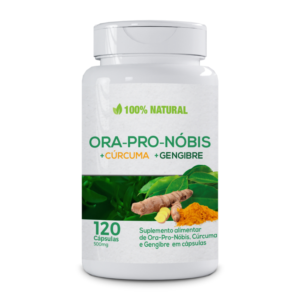 Ora Pro Nóbis e Gengibre e Cúrcuma Longa 120 Cápsulas 500mg