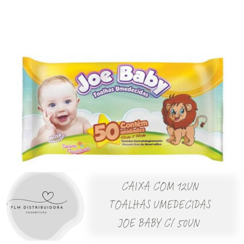 Caixa com 600 Lenços Toalhas Umedecidas  Joe Baby cada pacote 50un