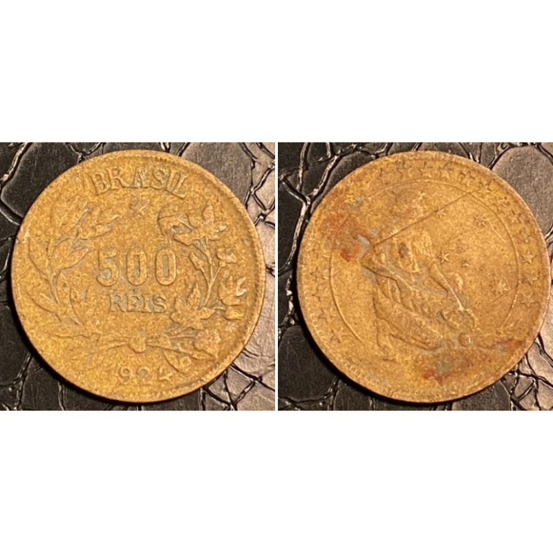Moeda 500 Réis 1924 Bronze aluminio