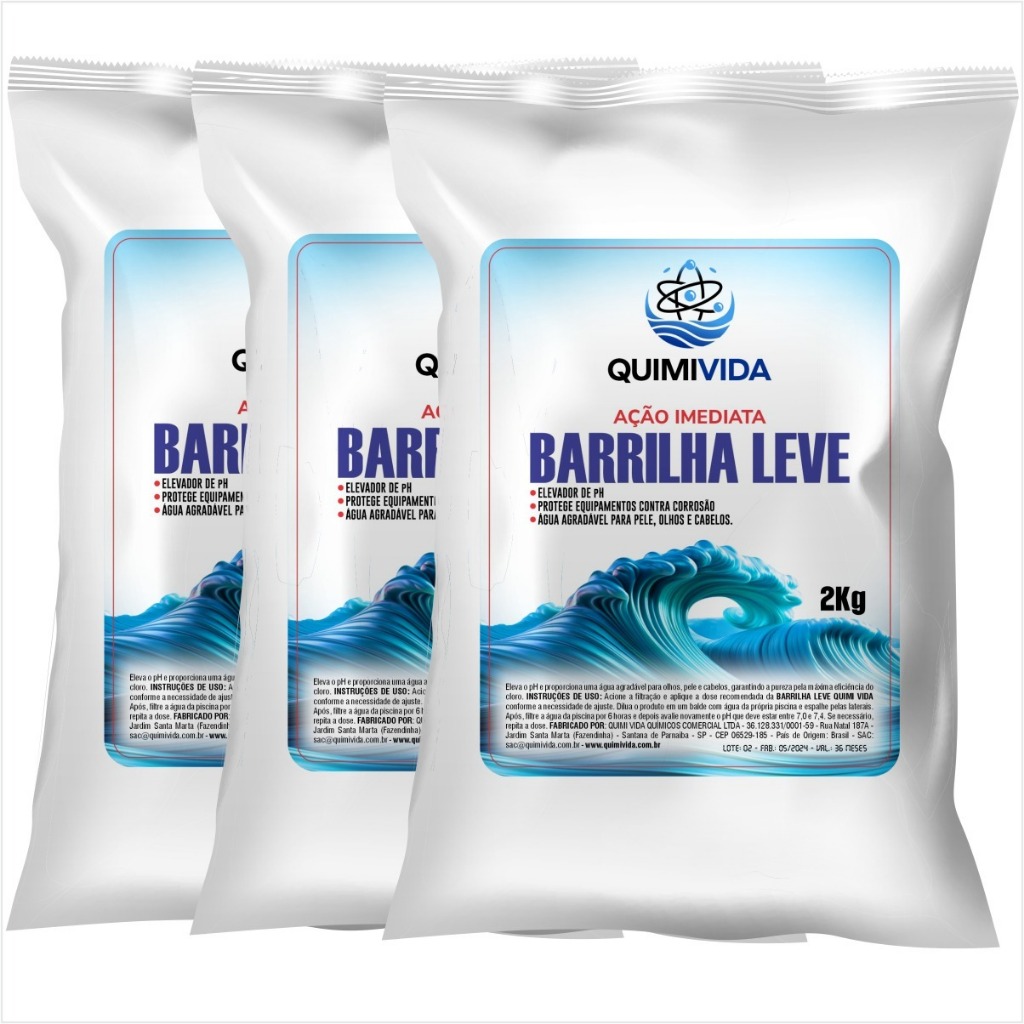 Kit Barrilha Leve 6 kg Para Piscina Elevador Controlador De pH 2