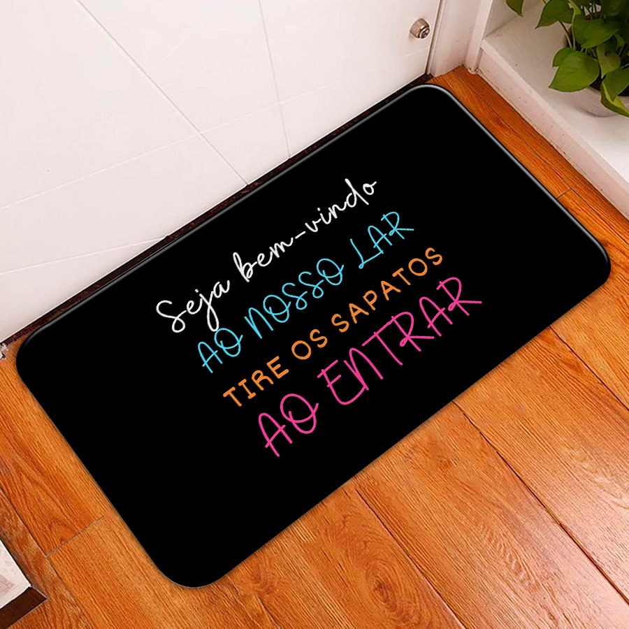 TAPETE PARA PORTA DECORATIVO - 34X60 - 2mm - BEM VINDO AO NOSSO LAR em Oferta na Shopee