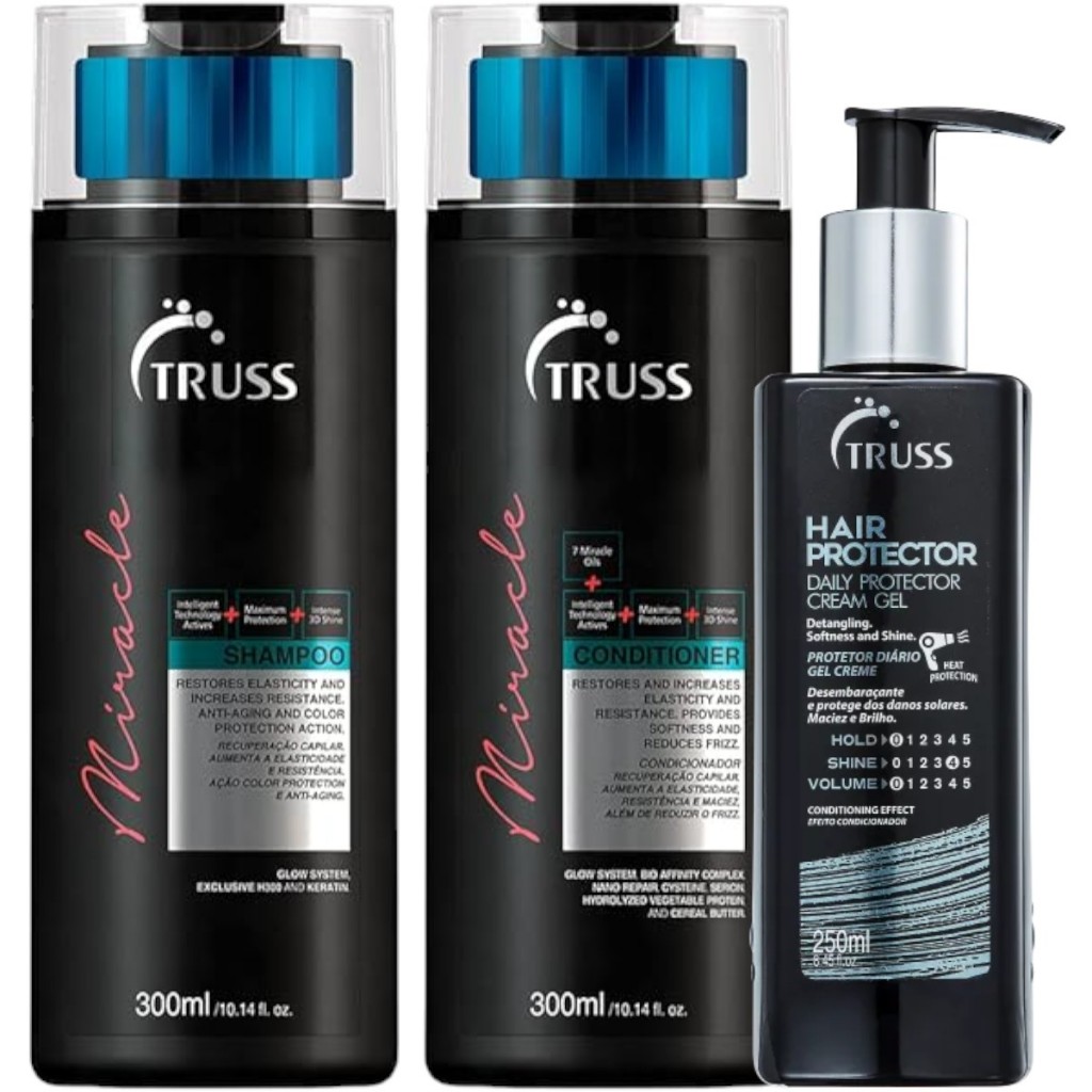 Truss Miracle  Shampoo e Condicionador 300ml +Hair Protector  250ml