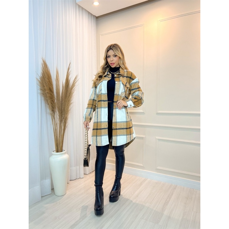 Casaco Xadrez Flanelado Com Bolso``SOBRETUDO´´ INVERNO