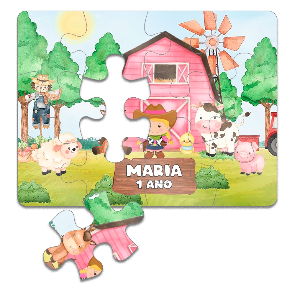 10 Quebra-Cabeça Personalizado Fazendinha Menina Festa Lembrança Infantil Interativa Qualquer Tema em Oferta na Shopee