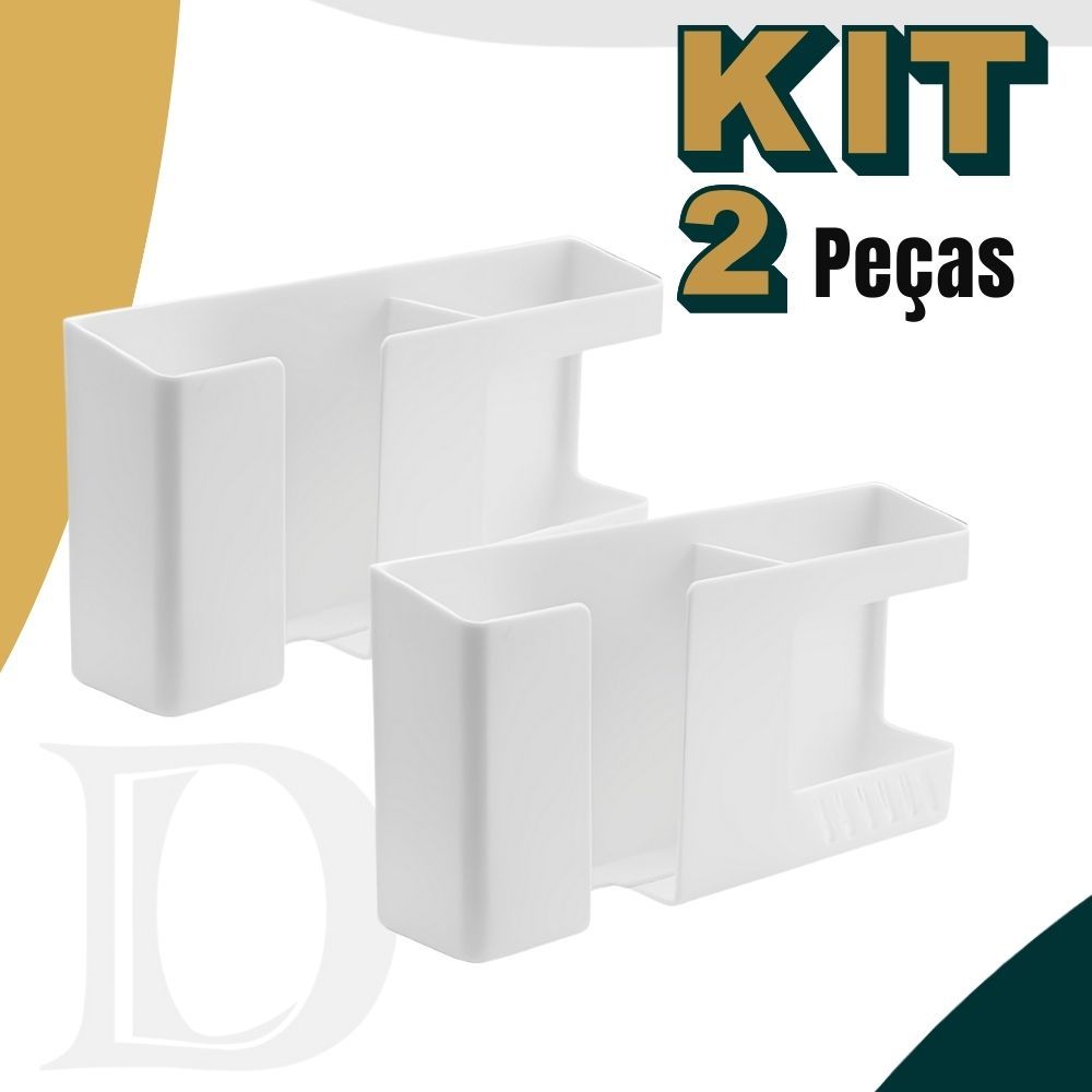 Kit 2 Suporte De Parede dois em um Multifuncional Sem Furar Telefone Móvel/Controle Remoto/Banheiro