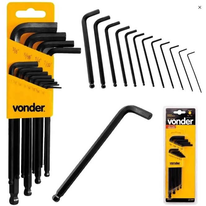 Jogo Chave Allen 1/16'' A 3/8'' Polegadas 12 Peças Vonder