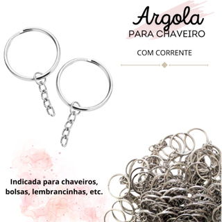 Argola para chaveiro com corrente 2,5 cm - 1.000 unidades em Oferta na Shopee