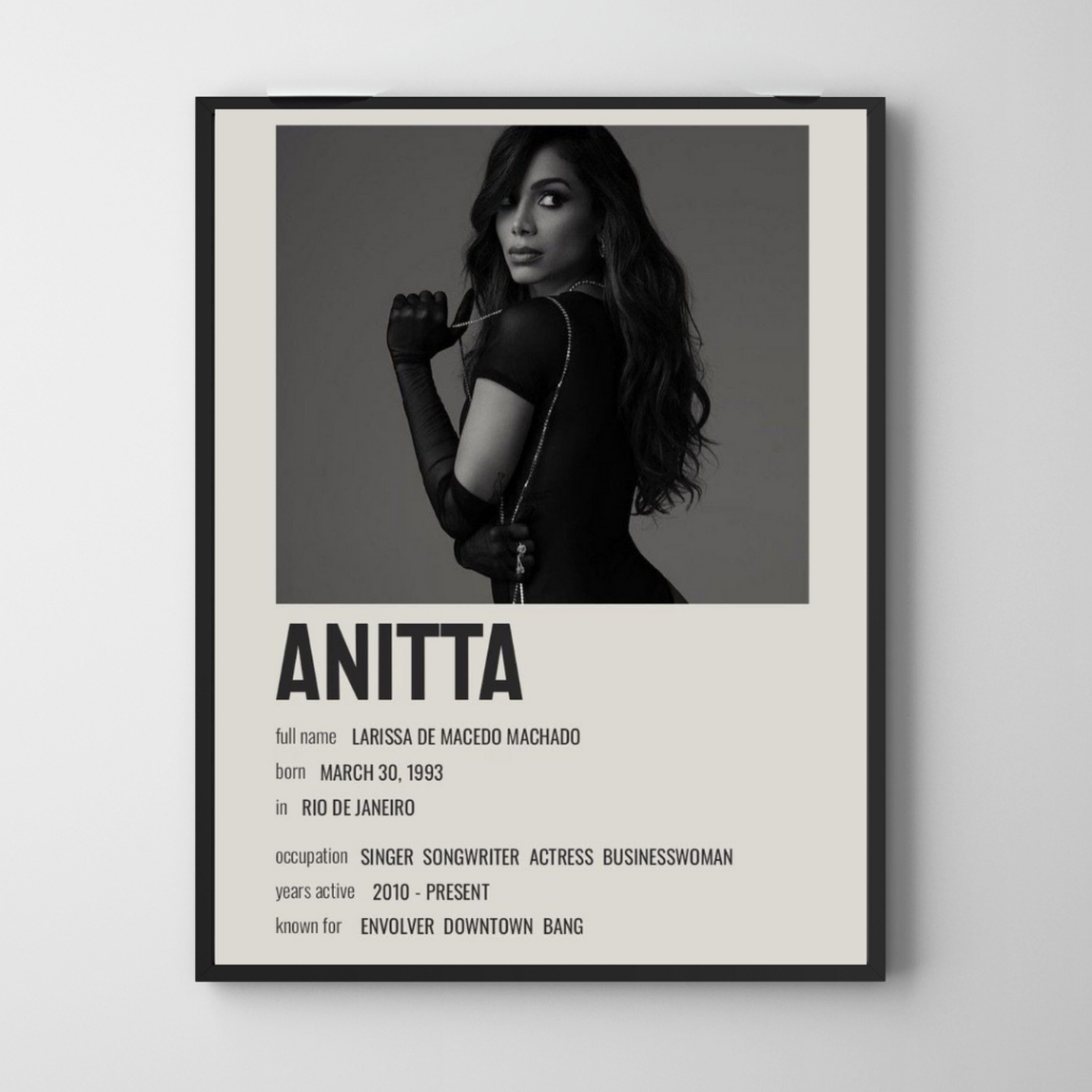 Placa decorativa - Anitta - Cantora - Fã Arte - Musa latina - Lenda - Compositora - Quadro decorativo