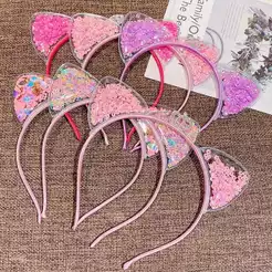 Tiara Gatinha Orelho Com Lantejoulas Trasparente Acessórios De Cabelo