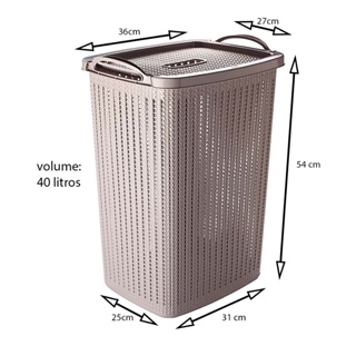 Cesto de roupas 40 litros vasado em plástico com desenho trama - qualidade Plasútil em Oferta na Shopee