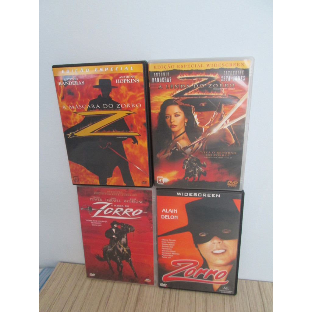 4 DVDs do Zorro: A Máscara do Zorro + A Lenda do Zorro + A Marca do Zorro 1940 + Zorro 1975