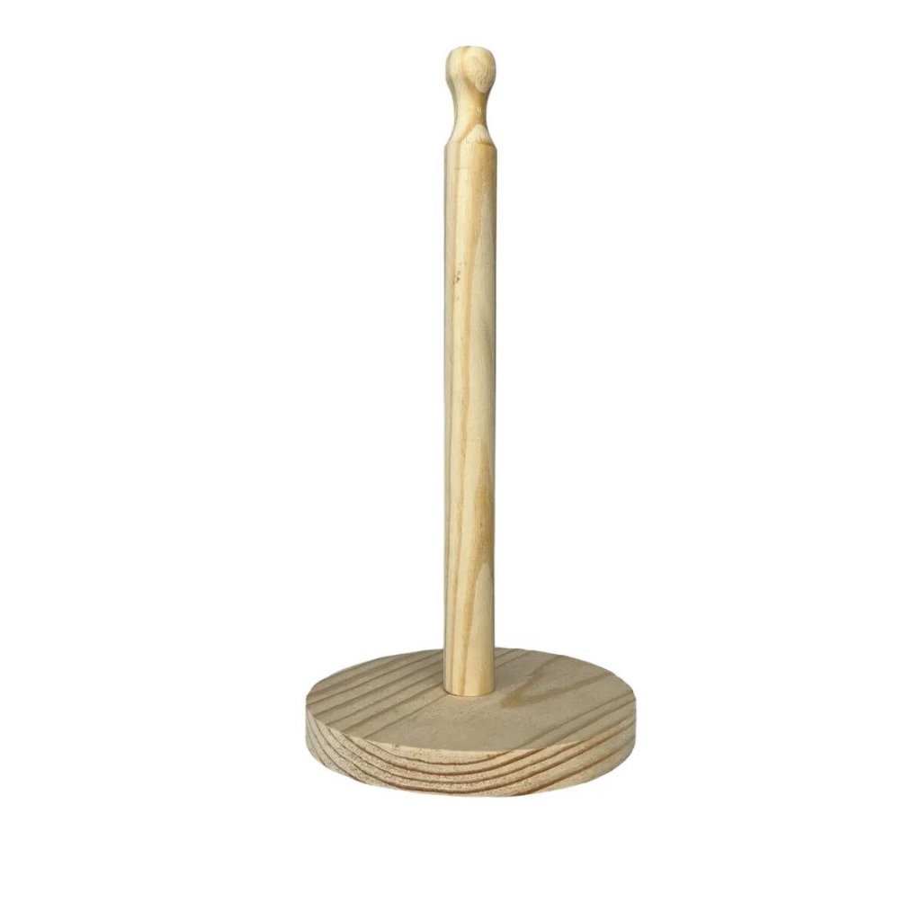 Porta Papel Toalha Base Redonda Madeira Pinnus de Mesa em Oferta na Shopee