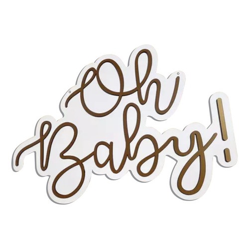Lettering Oh Baby Mdf Dourado 60cm chá revelação placa decorativa