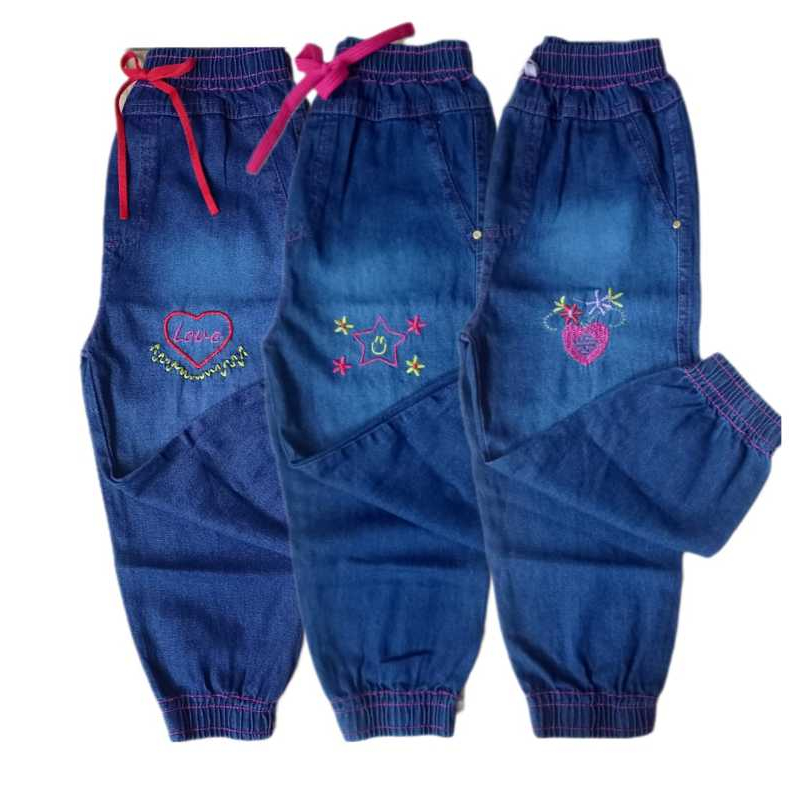 Kit com 3 Calça Jeans Infantil Jogger Feminino 1 2 3 4 6 8 anos