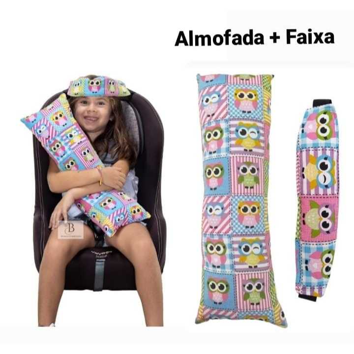 Kit de 2 peças Almofada de cinto de segurança + Faixa Apoio Suporte De Cabeça Bebê Conforto Cadeirinha Carro Regulagem