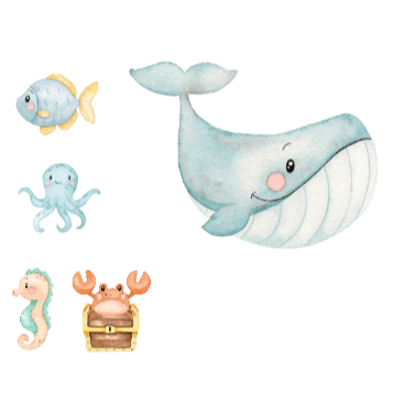 KIT DISPLAY MDF MESA E CHAO FUNDO DO MAR AQUARELA