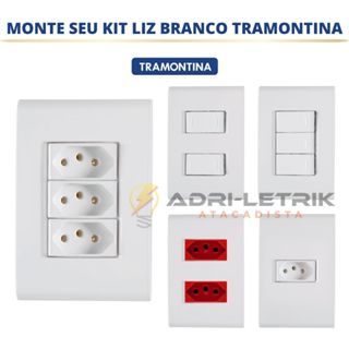 Tomada 10A, 20A, interruptores ou RJ45  linha Liz branca Tramontina 4x2 em Oferta na Shopee