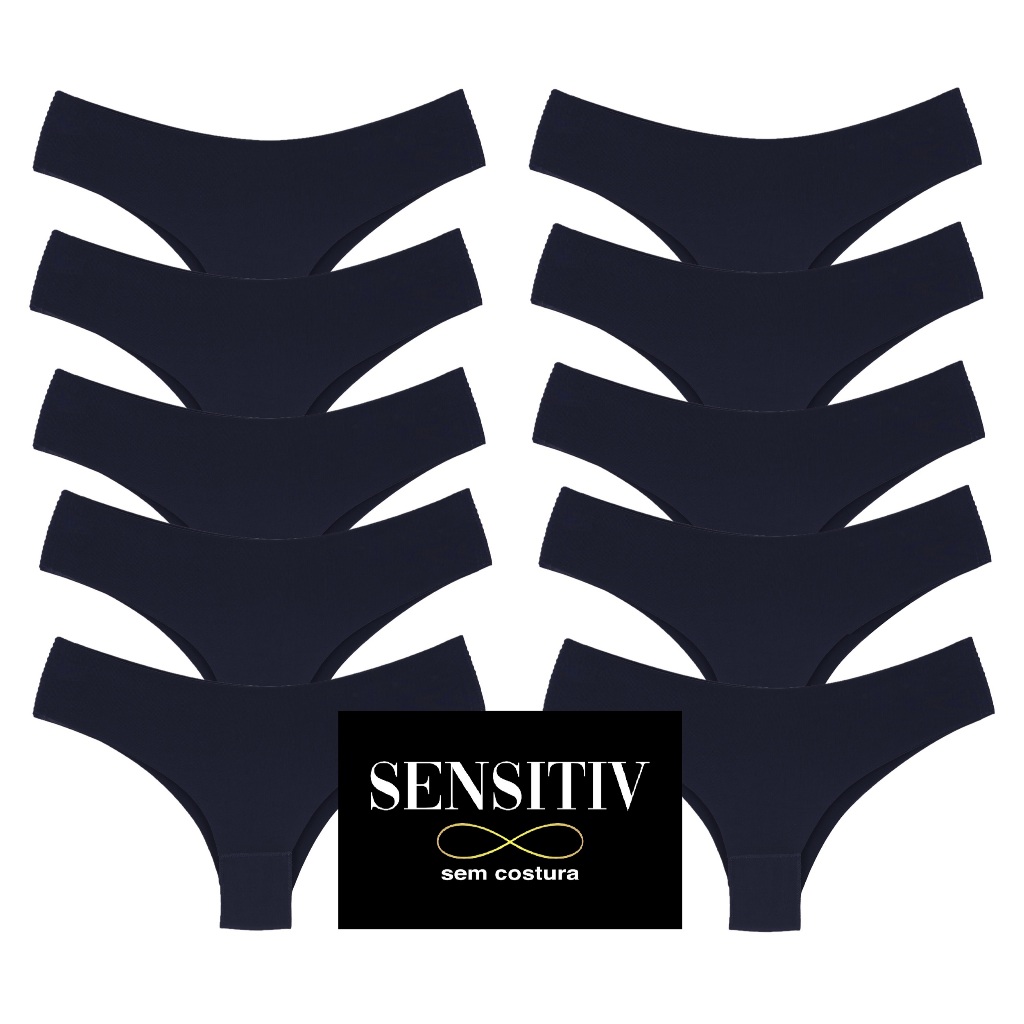 Kit com10 Calcinhas sensitiv PRETA Tanga Sem Costura Corte Laser original