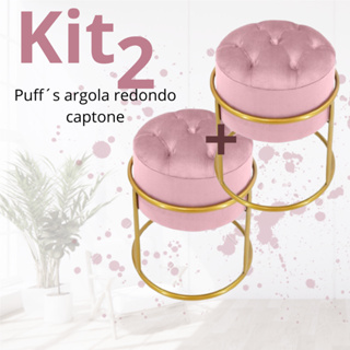 kit 2 Puffs Banqueta Argola Capetone Decoração de Sala Banquinho de Penteadeira em Oferta na Shopee