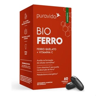 Bio Ferro (Ferro Quelato + Vit C) 60caps - Pura Vida em Oferta na Shopee