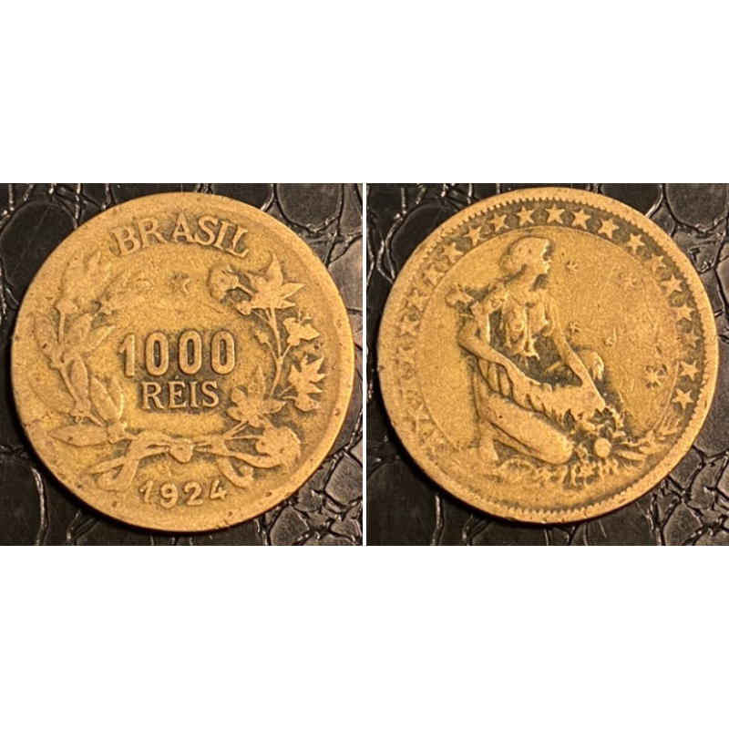 Moeda 1000 Réis 1924 Bronze aluminio