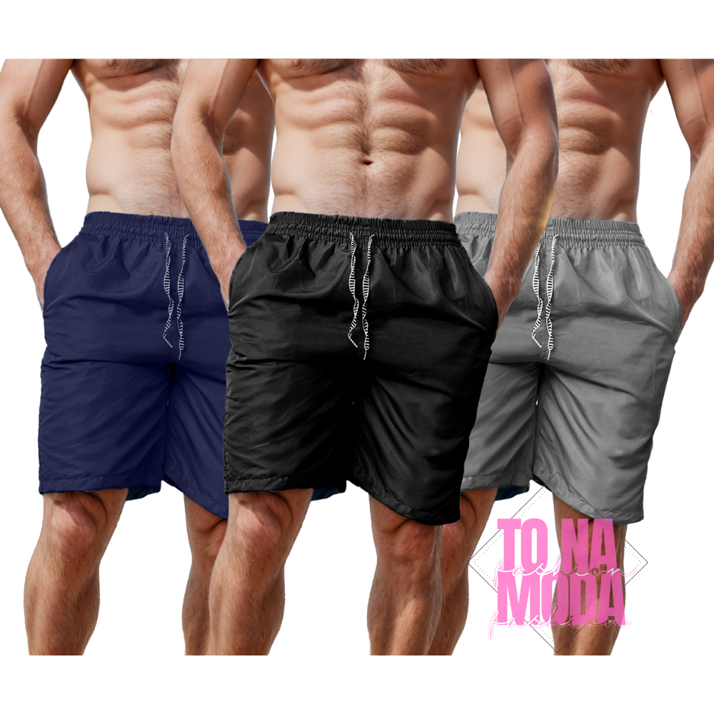 3 Bermudas Shorts Tactel  Masculinas Piscina Promo em Oferta na Shopee