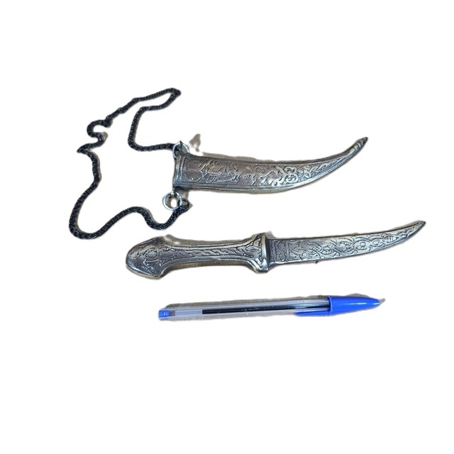 Lembrança Adaga C/bainha Metal Bronze Antiguidade 26cm 270g