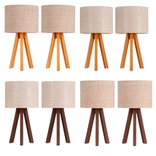 Kit 2 Abajur De Madeira Rustico Tripe Luminaria De Mesa em Oferta na Shopee