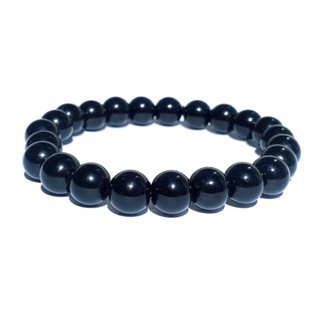 Pulseira De Pedra Natural Ônix Negro Natural Esfera Tamanho 8 Mm - Proteção Amuleto Místico em Oferta na Shopee