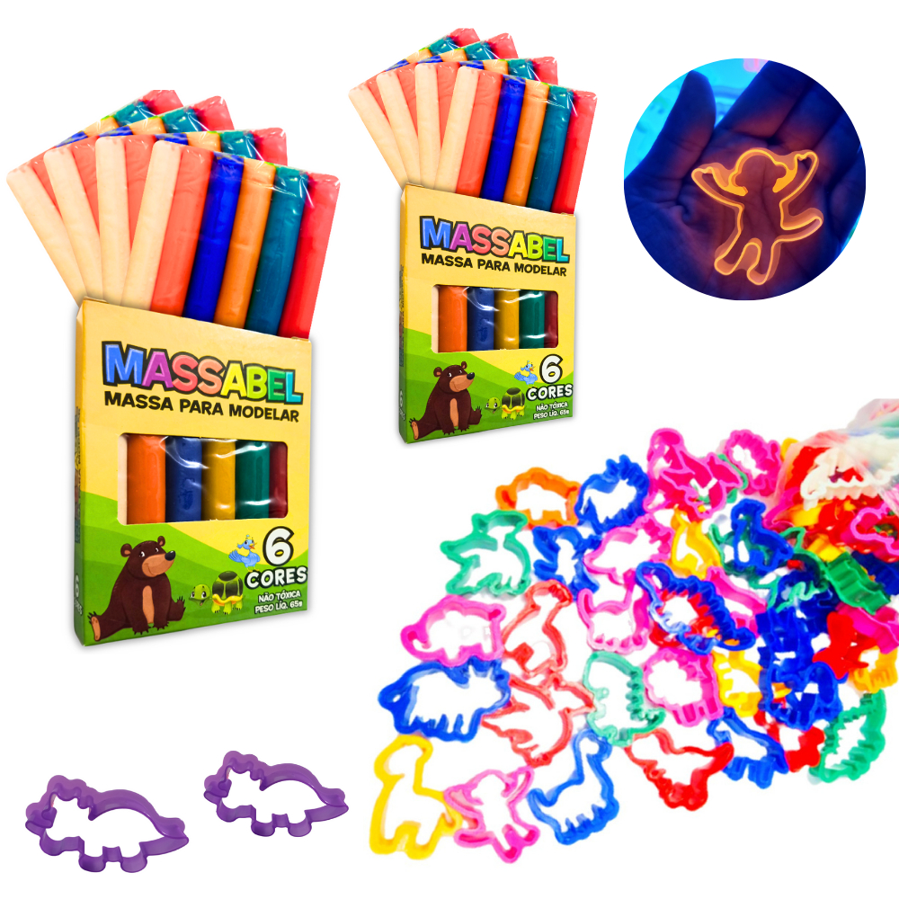 100 Forminhas de Modelar Cortadores Animais + 20 Cx de Massinha 6 Cores Infantil Lembrancinha novo em Oferta na Shopee