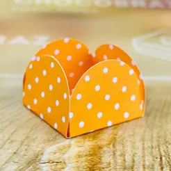 50~450 Forminhas Poá Laranja/Branco Para Doces 4 Pétalas 3,3X3,3X2,2 10.27 (Nc Toys Simples)