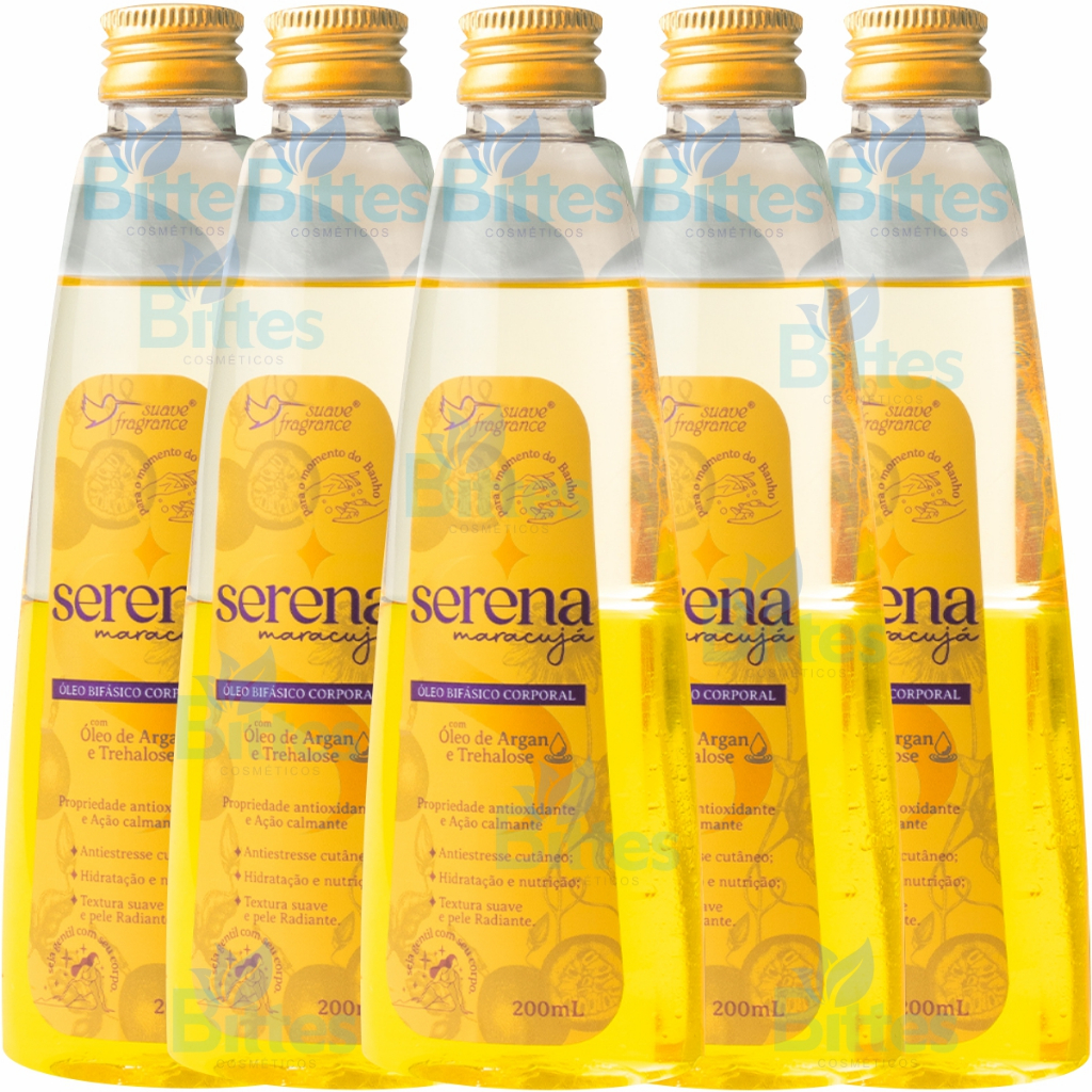 KIT 5 ÓLEOS BIFÁSICO CORPORAL SERENA MARACUJÁ SUAVE FRAGRANCE