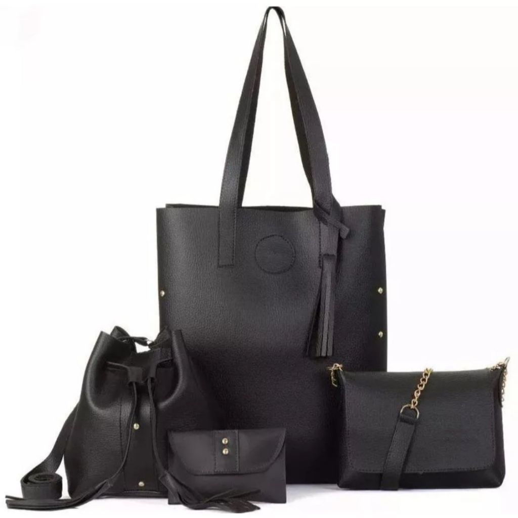 Kit Bolsa 4 Peças Transversal Carteira Tiracolo Prático Ref 04