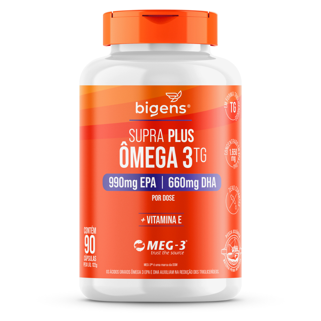 BIGENS SUPRA PLUS ÔMEGA 3 TG EPA 900MG DHA 660MG VIT E 90 CAPS em Oferta na Shopee