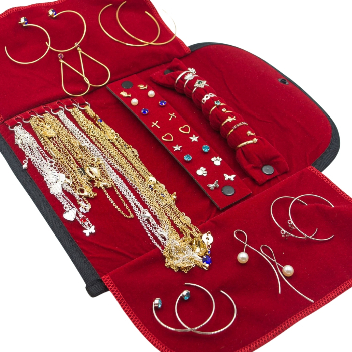 Kit Semi Joias 40pçs só Prata + Mostruário Porta Joias Atacado Revenda Folheados Prata 925 100% Luxo