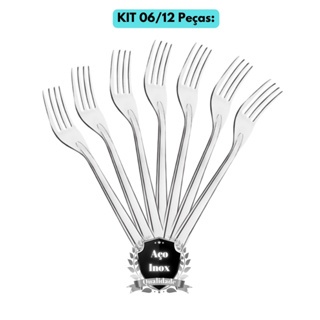Kit Jogo 06/12UN Garfo Aço Inox Original Oriente P/ Restaurante Almoço Jantar Utensílios Cozinha Refeitório Mesa Posta
