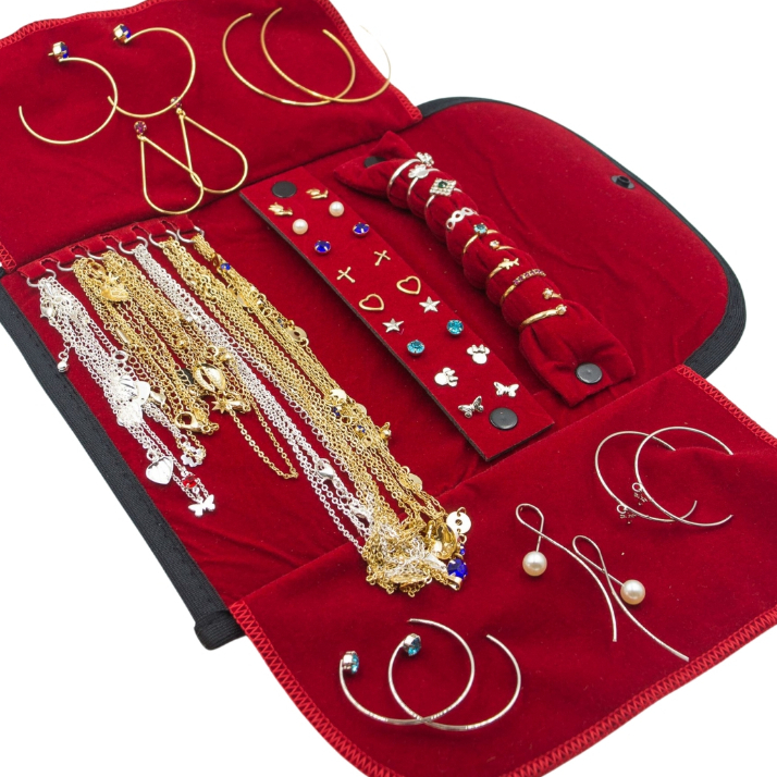 Kit Semi Joias 60pçs + Mostruário Porta Joias Banhadas Ouro18k e Prata 925  Revender Atacado