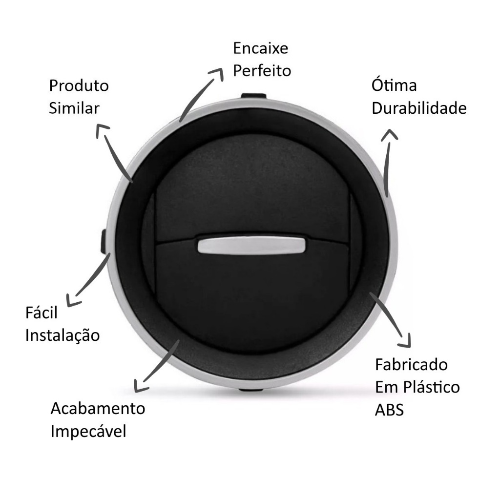Kit Difusor De Ar + Manopla E Coifa Aro Prata Gol Saveiro Voyage G5 G6 G7