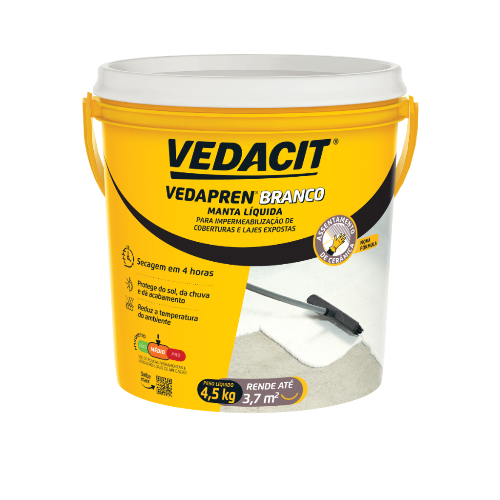 Vedapren Manta Liquida Branco 4,5kg Para Laje Exposta 3,6l-Vedacit