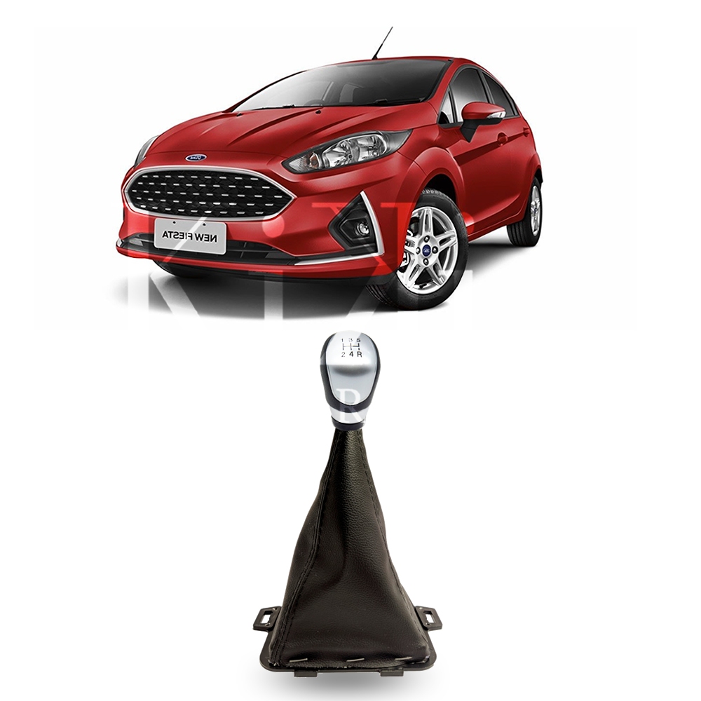 Kit Manopla e Coifa de Câmbio New Fiesta Nacional 2013 2014 2015 2016 2017 2018 2019