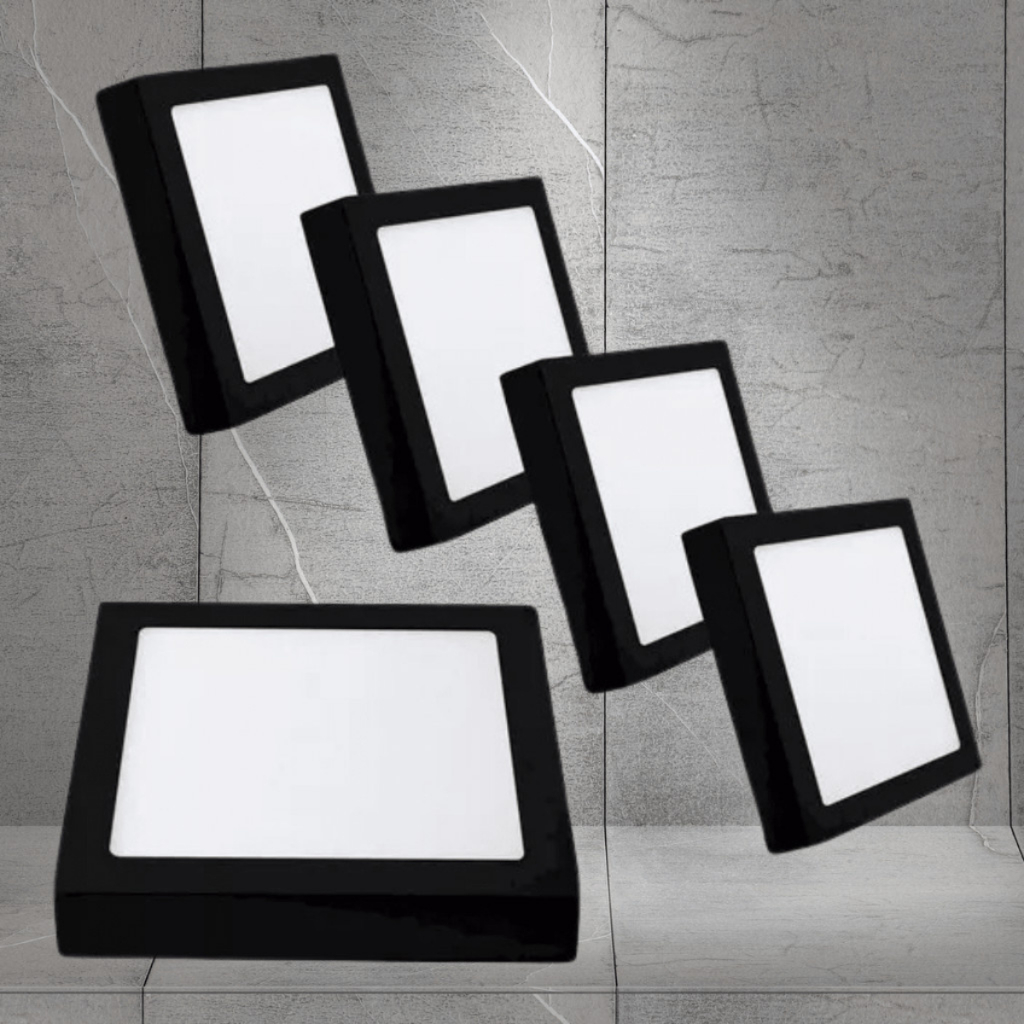 Painel Luminária Plafon 18w Kit 5 Led Quadrado Embutir Preto Frio Teto Gesso Pvc