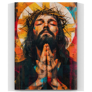 Quadro Decorativo em tela Jesus em Oração Religioso Jesus Cristo Majestoso  Decoração Religiosa Decoração De Parede