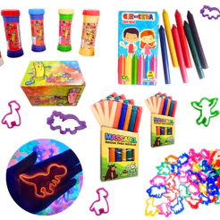 Kit 12 Cxs Massinha Modelar + 12 Bolha Sabão +12 Giz + 12 Cortadores Moldes P/ Lembrancinha Infantil