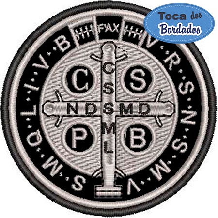 Patch Bordado Medalha de São Bento 8x8 cm Cód.4927 -proteção - motociclista